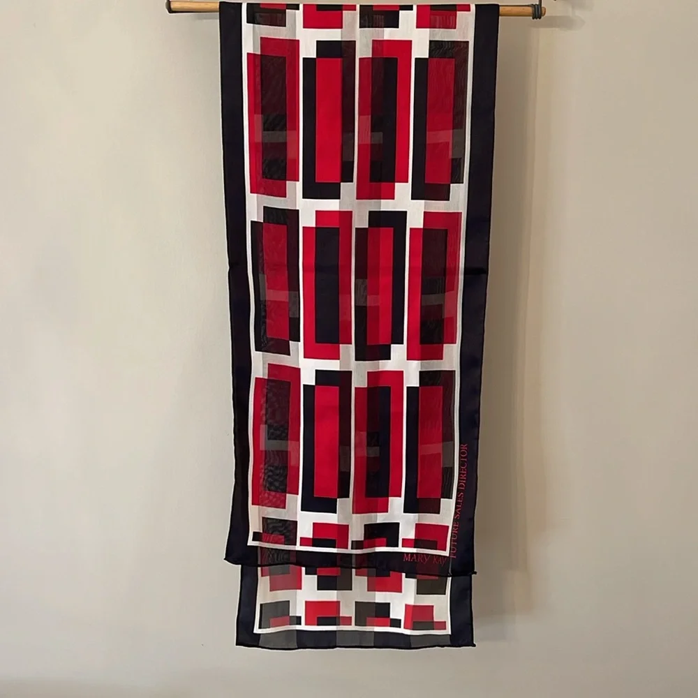 Mark Kay Director Scarf Future Sales Oblong Geometric Abstract Logo 52x11”